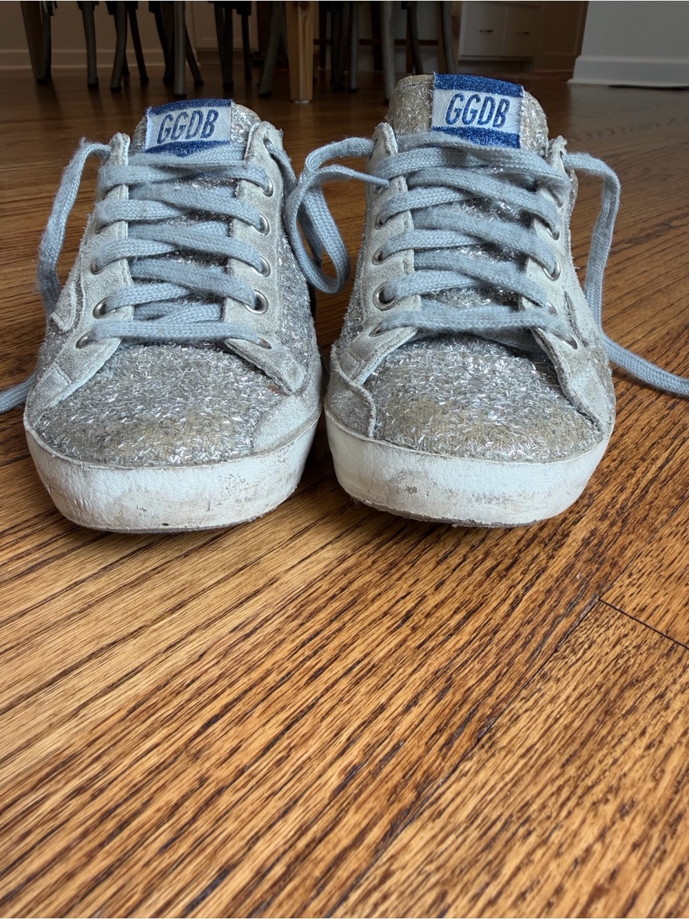 Authentic Golden Goose Silver Glitter Superstar Shoes. - Picture 5 of 10